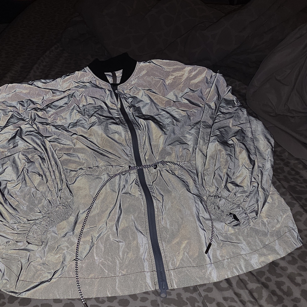 Fabletics Reflective Silver Bomber Jacket xl